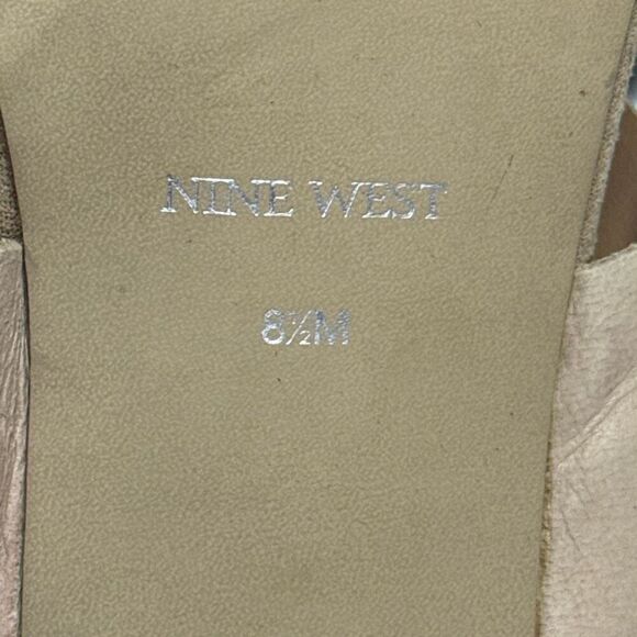 Nine West Women's Tan Nude Leather Woven Criss Cross Heels Size 8.5 - Picture 8 of 8